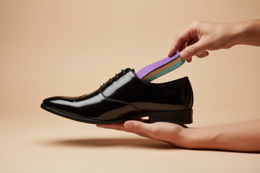 CustomTread orthotic insoles in various colors arranged on a clean surface, product photography